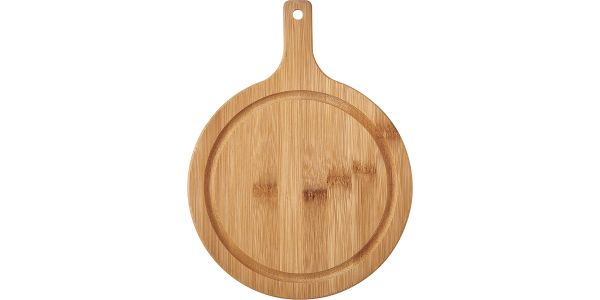 Farberware Round Paddle Board with Juice Groove, Bamboo.
